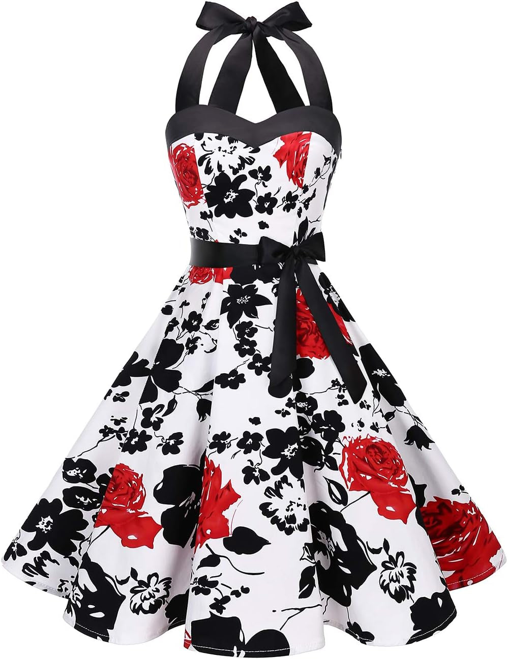 Women'S Vintage 1950S Cocktail Party Dress Retro Wedding Guest Halter Rockabilly Swing Dresses